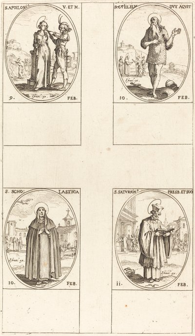 Sankt Apollonia; Sankt Guillaume; St. Scholastica; St. Saturnin af Jacques Callot