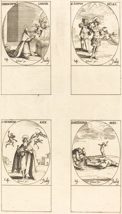 Skt. Bonaventura, Skt. Justus, Skt. Henrik, kejser, St. Antiochus. af Jacques Callot