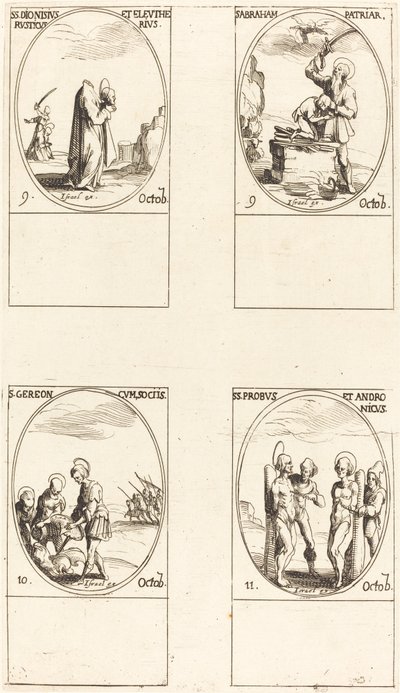 St. Dionysius, Rusticus & Eleutherius, St. Abraham, St. Gereon & Companions, Sts. Til. af Jacques Callot