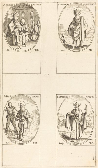 Sankt Felix; Sankt Josef af Arimatæa; St. Polycarpe; Sankt Matthias, apostel af Jacques Callot