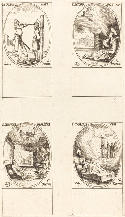 St. Flavian, St. Victoria, St. Servulus, St. Tharsilla af Jacques Callot