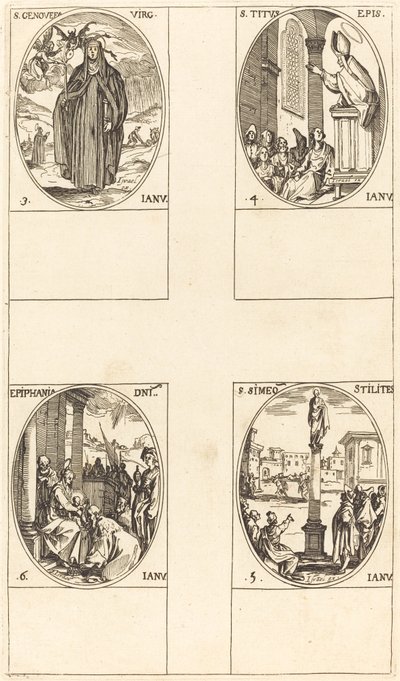 St. Genevieve; Sankt Titus; St. Simeon stilitter; Åbenbaring af Jacques Callot