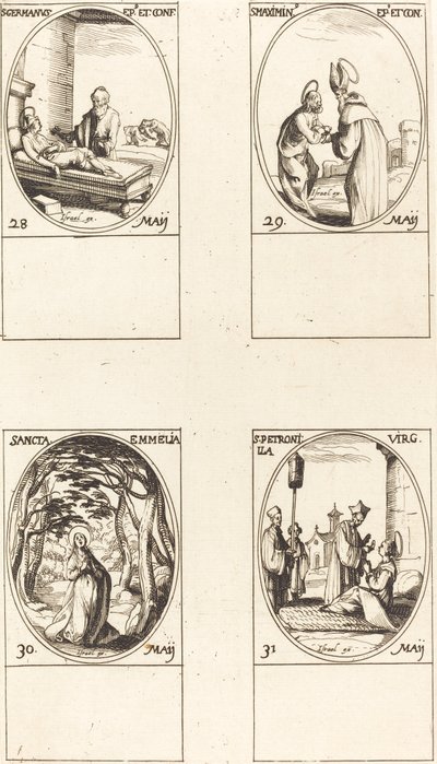 St. Germanus af Paris; St. Maximinus; St. Emmelia; St. Petronilla af Jacques Callot