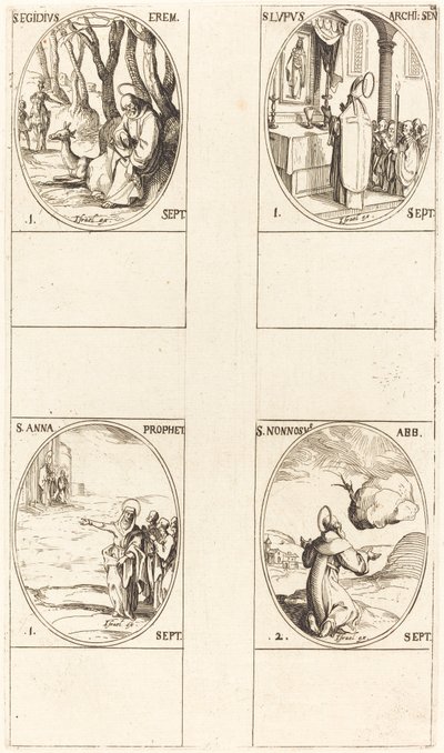 St. Giles; St. Lupus; Sankt Anne; St. Nonnosus af Jacques Callot