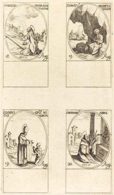 Sankt Helen, Sankt Donatus, Sankt Ludovicus, Biskop, Sankt Bernard. af Jacques Callot