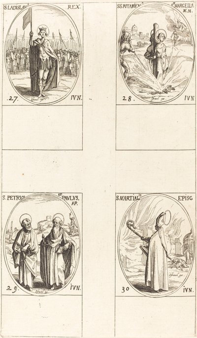 St. Ladislas; Sts. Potamiana og Marcella; Sts. Peter og Paulus, apostle; St. Martial af Jacques Callot