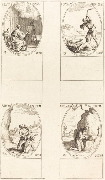 St. Lukas; St. Lucian; St. Irene; St. Hilarion af Jacques Callot