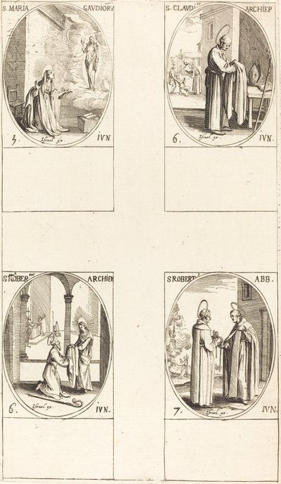 St. Maria Gaudioru; St. Claudius; St. Norbert; St. Robert af Jacques Callot