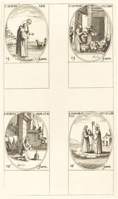St. Hede; St. John Calybite; St. Marcellus; St. Æret af Jacques Callot