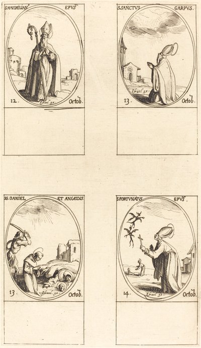 St. Maximilian; St. Carpus; St. Daniel og Angelus; St. Fortunatus af Jacques Callot