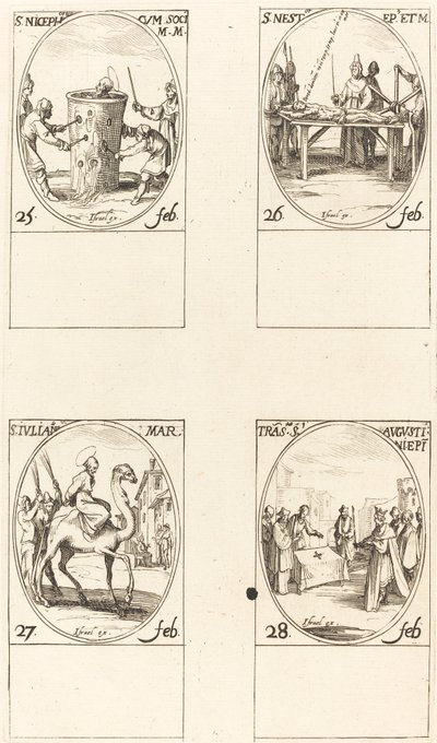 St. Nicephorus; Sankt Nestor; St. Julian; Oversættelse af St. Augustin af Jacques Callot