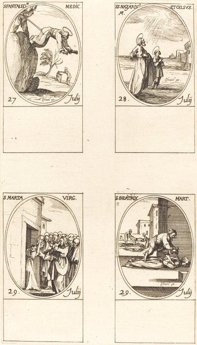 St. Pantaleon, St. Nazarius og Celsus, St. Martha, St. Beatrice. af Jacques Callot