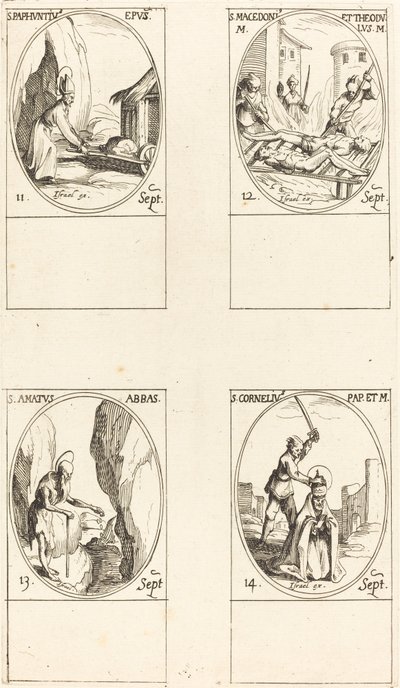 St. Paphnutius; Hellige Macedonius og Theodulus; St. Elskede; St. Cornelia af Jacques Callot