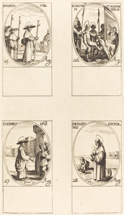 St. Patricia, Sts. Secundus og Alexander, St. Cæsarius, St. Augustin af Jacques Callot