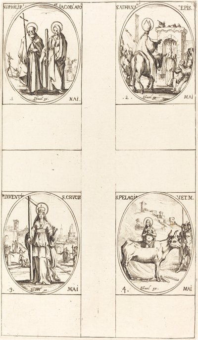 Sankt Filip og Jakob den Mindre, apostle; St. Athanasius; Opfindelsen af korset; af Jacques Callot