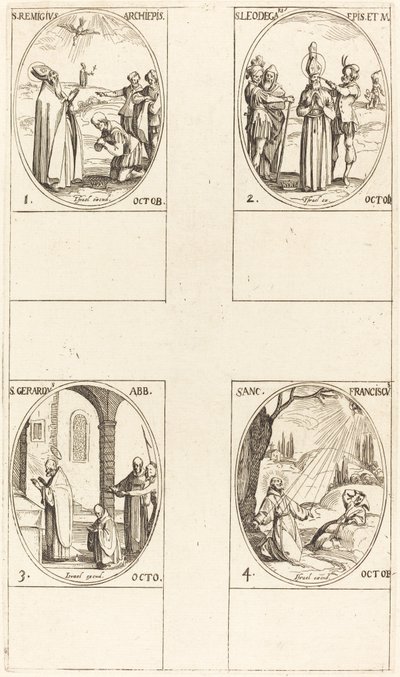 St. Remigius; St. Leodegarius; St. Gerard, Abbed; St. Frans af Assisi af Jacques Callot