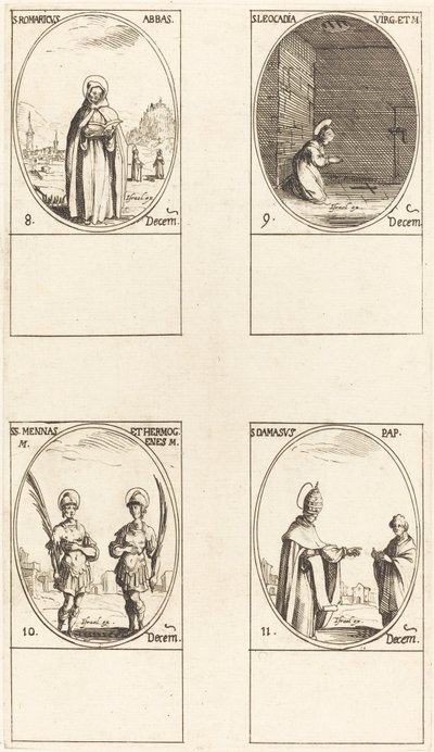 Sankt Romaricus; St. Leocadia; Sts. Mennas og Hermogenes; St. Damasus af Jacques Callot