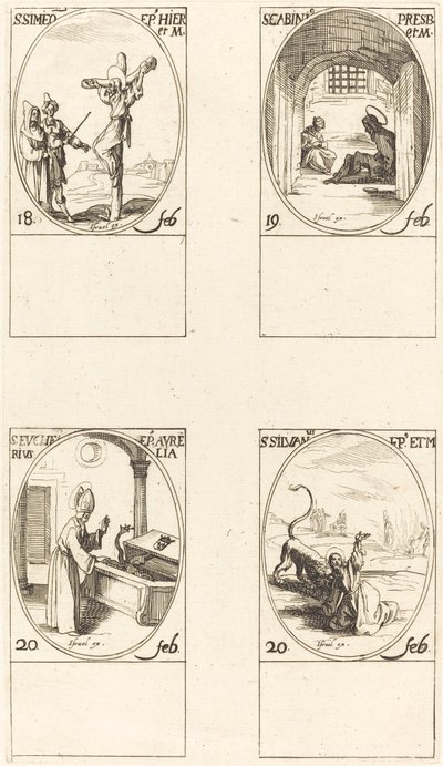 St. Simeon; St. Gabinius; St. Eucharius; St. Silvanus af Jacques Callot