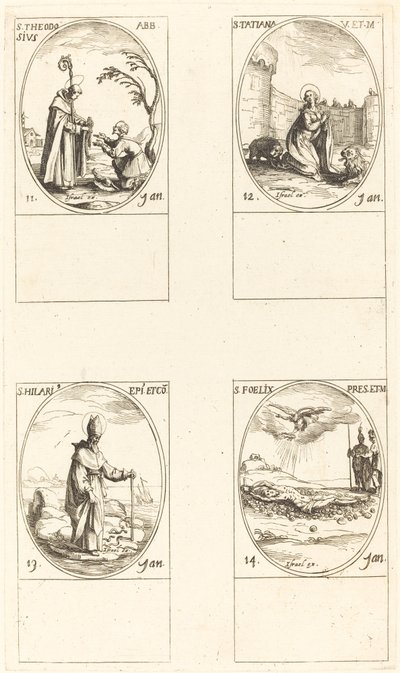 Sankt Theodosius; St. Tatiana; St. Hilary; Sankt Felix af Jacques Callot