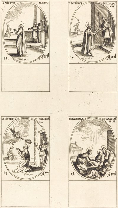 St. Victor; St. Justin; Hellige Tiburtius og Baldrian; Hellige Basilissa og Anastasia af Jacques Callot