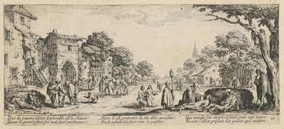 Døende ved vejkanten, blad 16 i serien »Krigens rædsler« af Jacques Callot