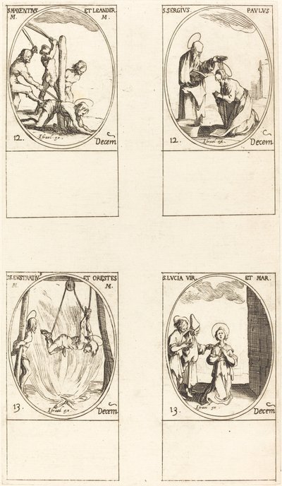 Sts. Maxentius & Leander; Sts. Sergius & Paul; Sts. Eustratius & Orestes; St. Lucy af Jacques Callot