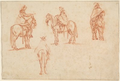 Studie af fire ryttere af Jacques Callot