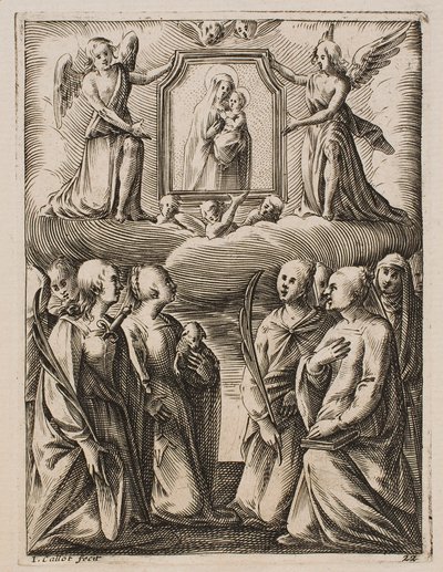 Tilbedelsen af Jomfruen og barnet, fra serien „Billeder fra Rom“ af Jacques Callot