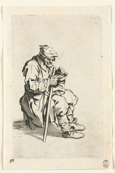 Tiggerne: Tigger sidder ned og spiser, ca. 1623. af Jacques Callot