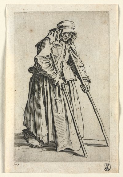 Tiggerne: Tiggerkvinde på krykker af Jacques Callot