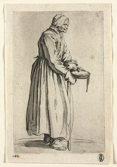 The Beggars: Beggar Woman with Her Alms Bowl, ca. 1623. af Jacques Callot