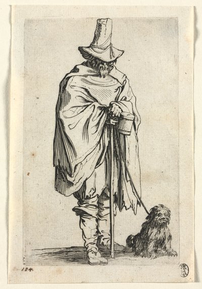 Tiggerne: Blind mand med sin hund, ca. 1623. af Jacques Callot