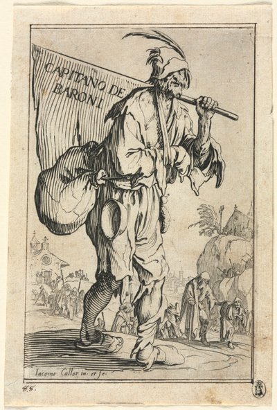 Tiggerne: Frontispice: Kaptajn for baronerne, ca. 1623. af Jacques Callot