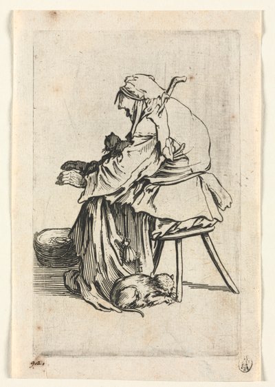 Tiggerne: Gammel kvinde og katte af Jacques Callot