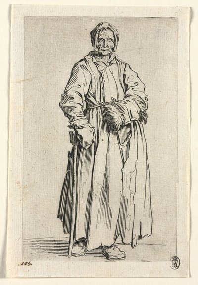 Tiggerne: Enøjet kvinde, ca. 1623. af Jacques Callot