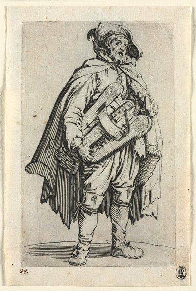 The Beggars: The Hurdy-Gurdy Player, ca. 1623. af Jacques Callot