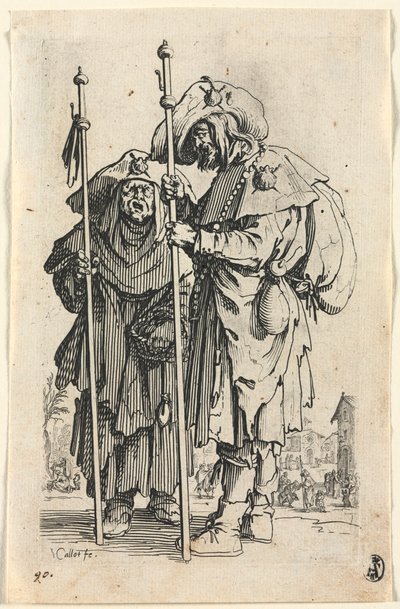 Tiggerne: De to pilgrimme, ca. 1623. af Jacques Callot