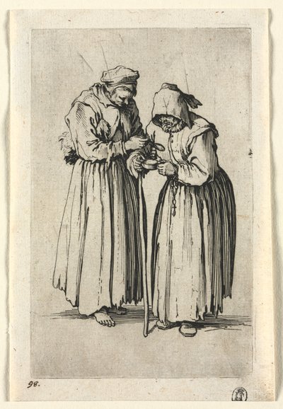 Tiggerne: To tiggerkvinder, ca. 1623. af Jacques Callot