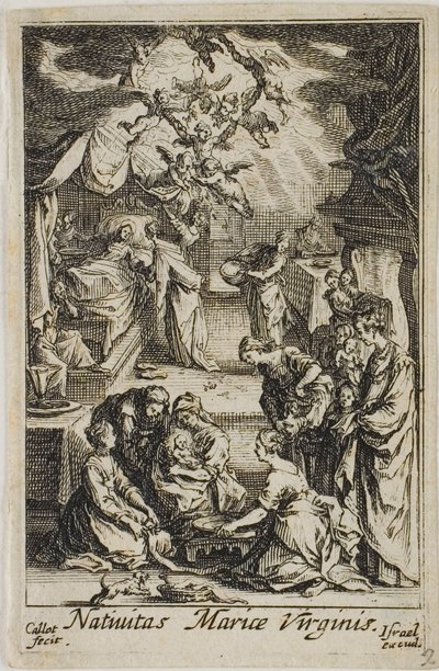 Jomfru Marias fødsel, fra Jomfruens liv af Jacques Callot