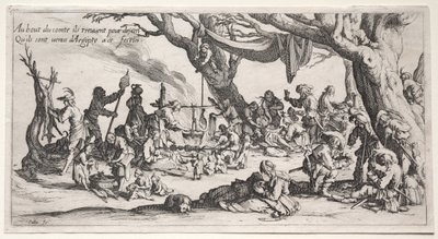 The Bohemians: The Stopping Place: The Feast of the Bohemians, c.1621-1625. af Jacques Callot