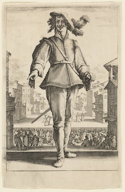 Kaptajnen eller elskeren, fra tre italienske komikere af Jacques Callot