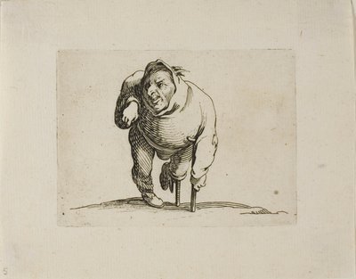 Krøblingen med en krykke og et træben, fra Varie Figure Gobbi af Jacques Callot