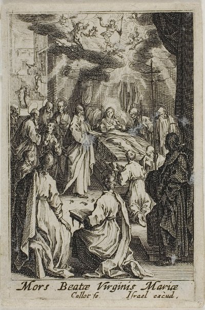 Jomfru Marias død, fra Jomfruens liv af Jacques Callot