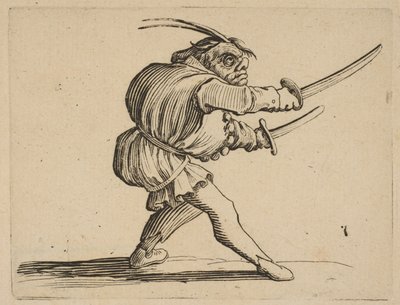 The Duelliste aux Deux Sabres Duelisten med to sabler, fra Varie Figure Gobbi, s..., 1616-22. af Jacques Callot