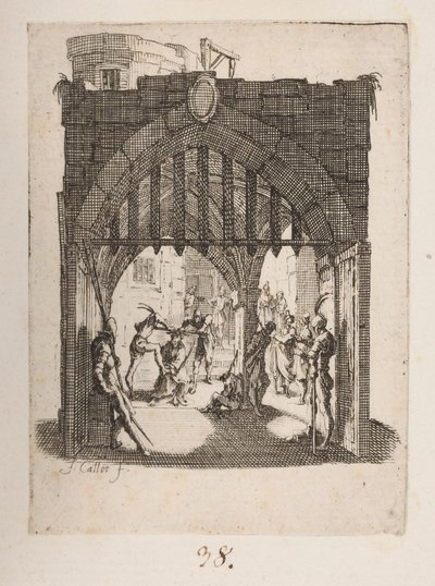 Flagelationen, nr. 6 af 11 fra La Petite Passion af Jacques Callot