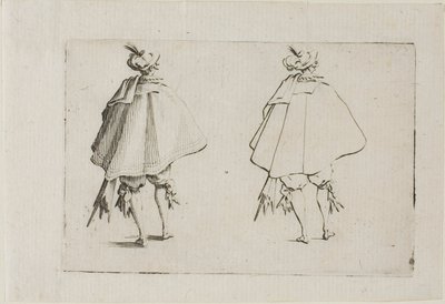 Herremanden med en stor frakke, set bagfra, fra The Caprices af Jacques Callot
