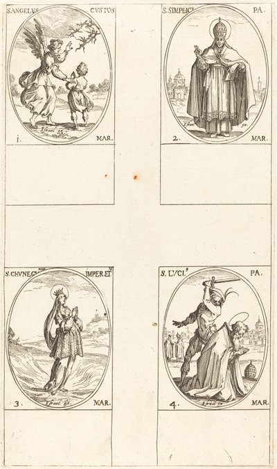 Skytsengelen; St. Simplici; St. Cunegundes; St. Luci af Jacques Callot