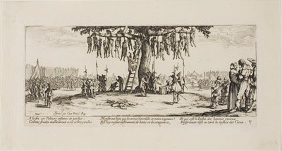 The Hanging, tallerken elleve fra The Miseries of War af Jacques Callot