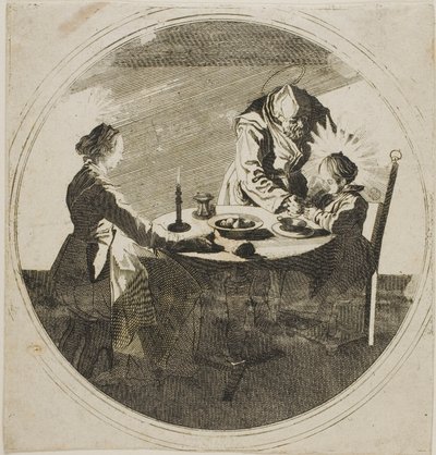 Den hellige familie ved bordet af Jacques Callot