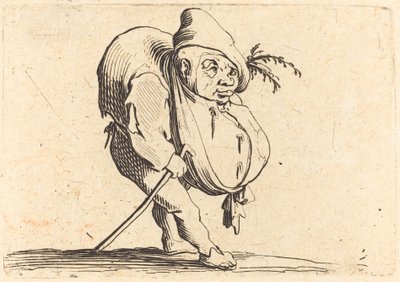 Pukkelryggen med en stok, ca. 1622. af Jacques Callot